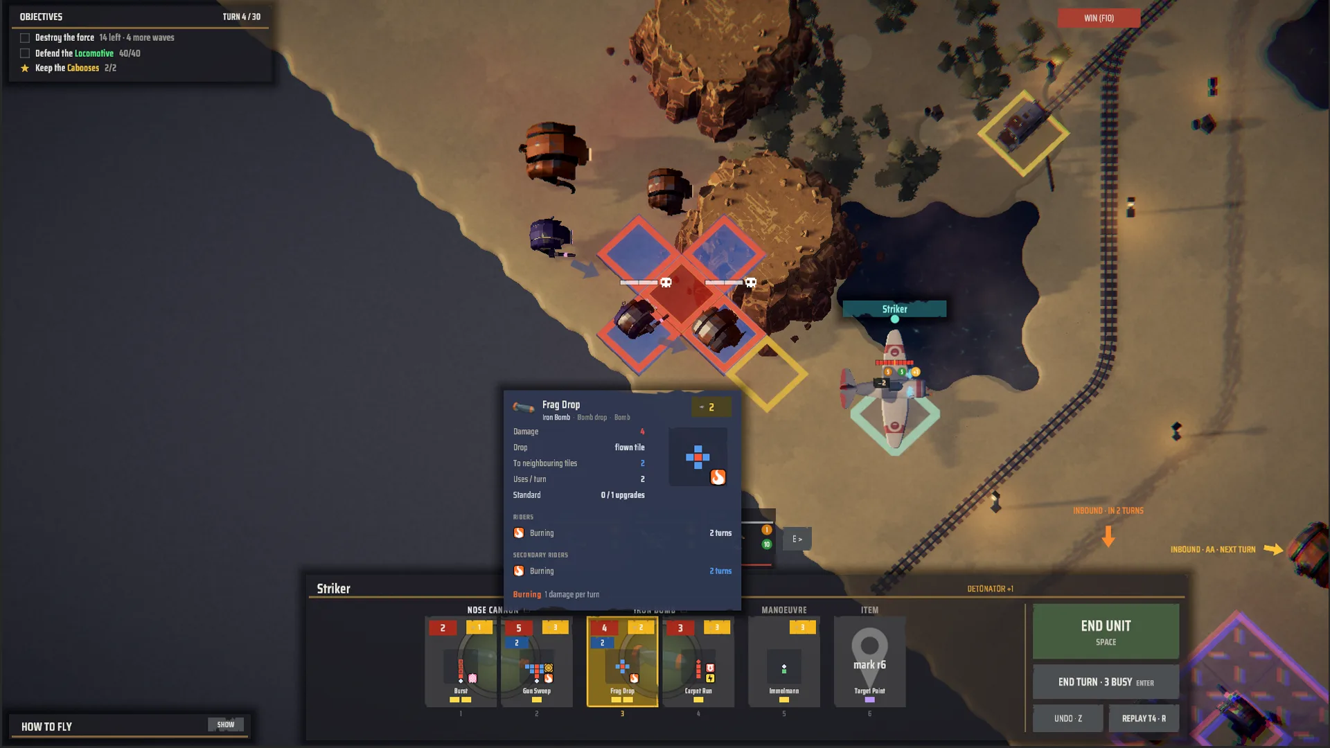 ROLL IN - aiming a fragmentation bomb at a cluster of machines